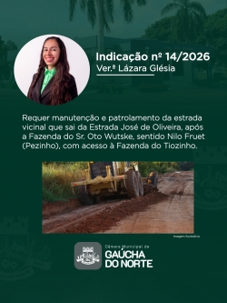 Câmara Municipal de Gaúcha do Norte realiza 2ª Sessão Ordinária de 2026